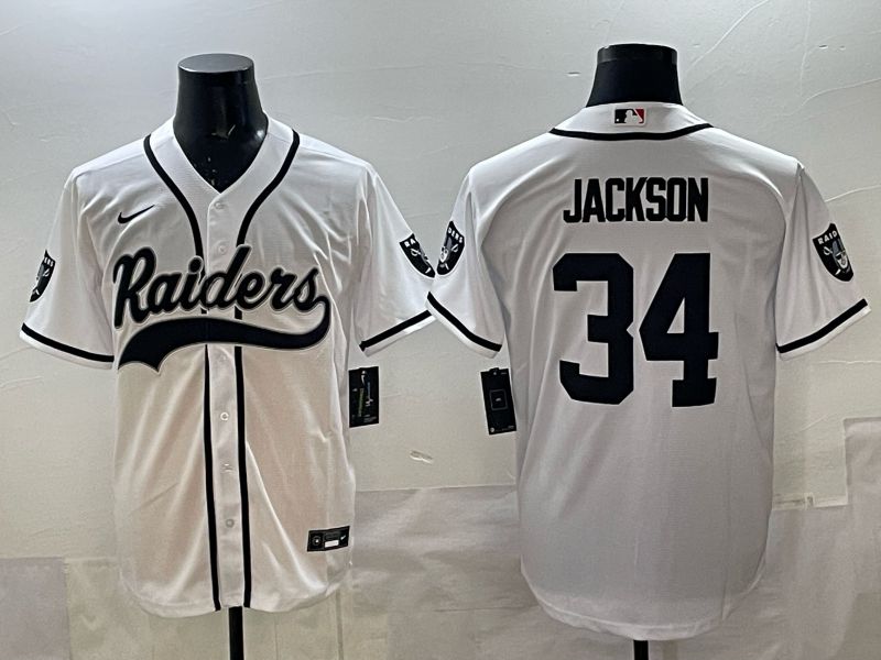 Men 2025 Oakland Raiders #34 Jackson white 3th generation Joint Name Nike Limited NFL Jersey style 02